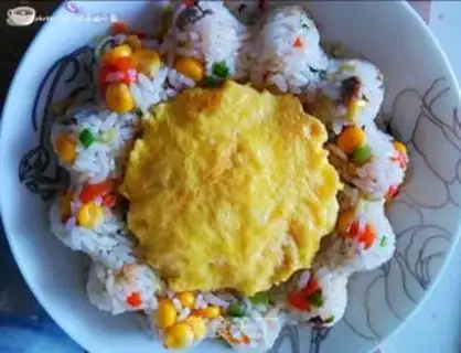 Make A flower for fried rice step 13
