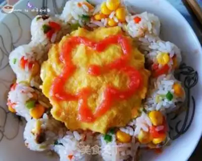 Make A flower for fried rice step 14