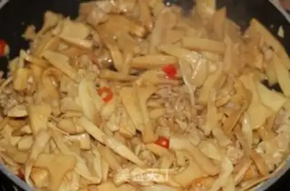 Make The meat and bamboo step 9