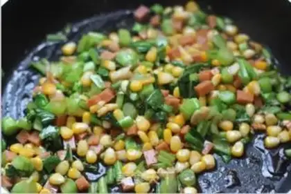 Make Ham sausage fried rice step 5