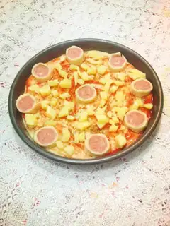 Make Baked sausage pizza step 1