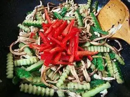 Make Spicy cucumbers fire the fish step 12