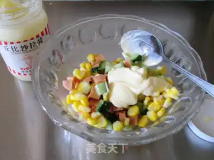 Make Ham corn salad toast step 4