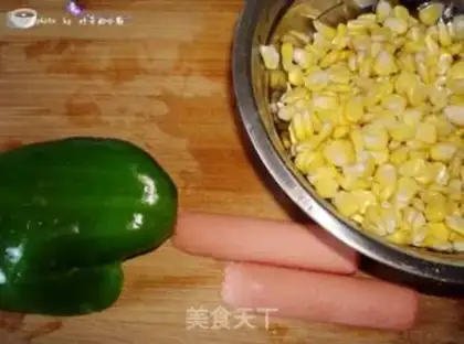 Make Corn grains of ham step 0