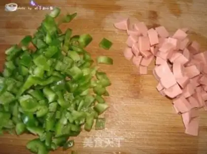 Make Corn grains of ham step 1