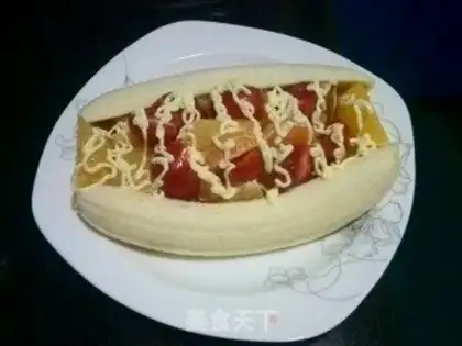 Make A salad banana boat step 3