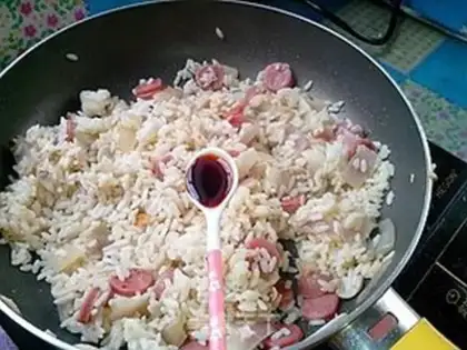 Make Mushroom sausage rice step 11