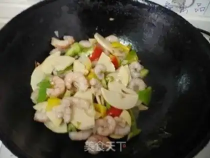 Make Piper peppers, fried shrimp step 6