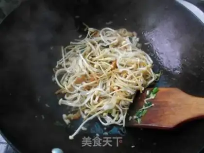 Make Golden pin mushrooms and broccoli step 5