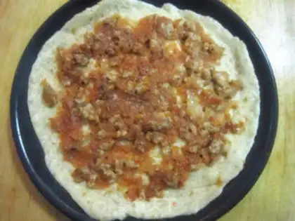 Make The whole wheat shrimp sausage pizza step 4