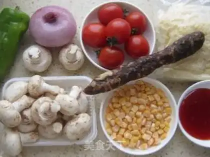 Make Weenie mushroom pizza step 1
