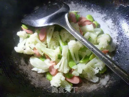Make Ham sausages, beans, broccoli step 10