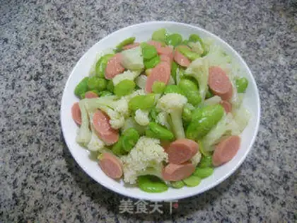 Make Ham sausages, beans, broccoli step 11
