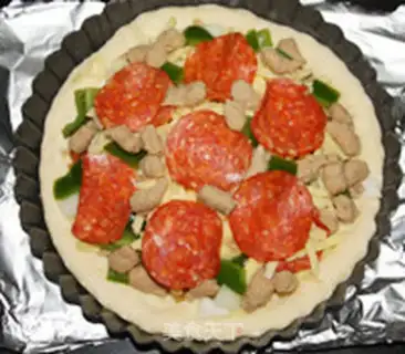 Make Salami sausage beef pizza step 13