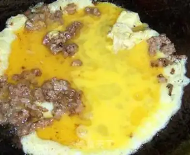 Make Crab mushrooms and fried eggs step 5
