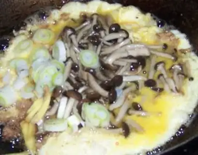 Make Crab mushrooms and fried eggs step 6