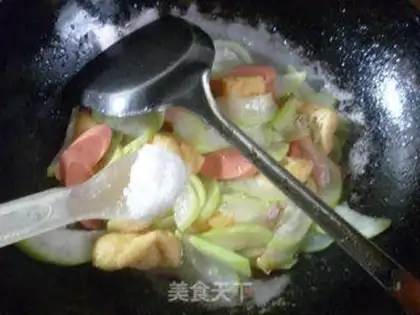 Make Ham oil, bean curd, and the night blooms step 9