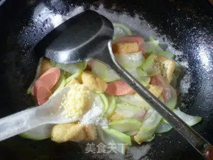 Make Ham oil, bean curd, and the night blooms step 10