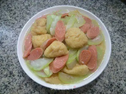 Make Ham oil, bean curd, and the night blooms step 12