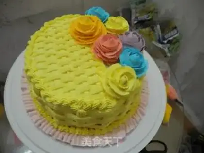 Make Five colored basket cakes step 15