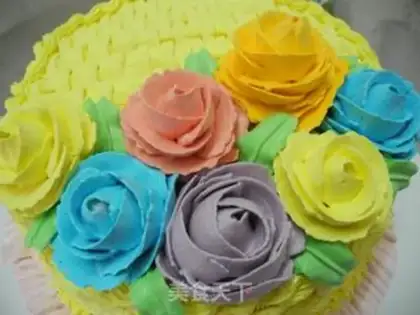 Make Five colored basket cakes step 16