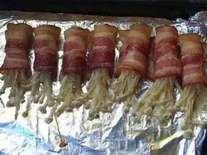 Make Bacon pins and mushrooms step 5
