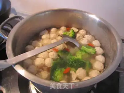Make Pumpkin chicken meatball soup step 15