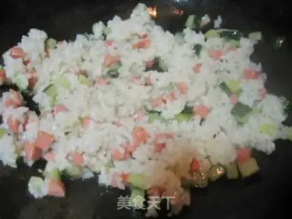 Make Cucumber ham and rice step 2
