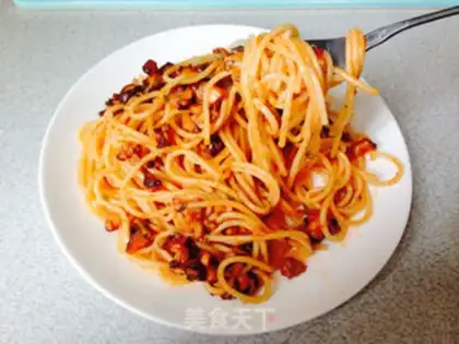 Make Spaghetti with mushroom sauce step 9