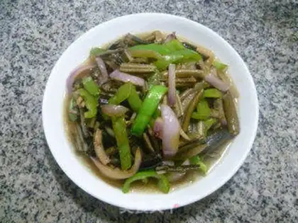 Make Onion peppers, fried silk step 14