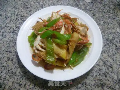 Make Crabs with green peppers step 10