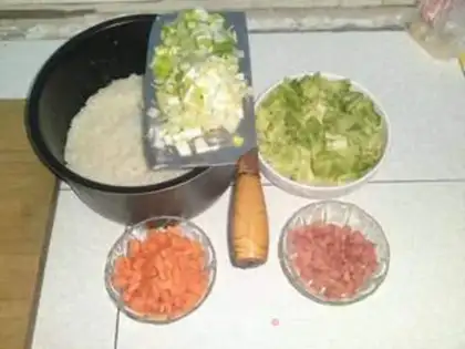 Make Egg fried rice step 1