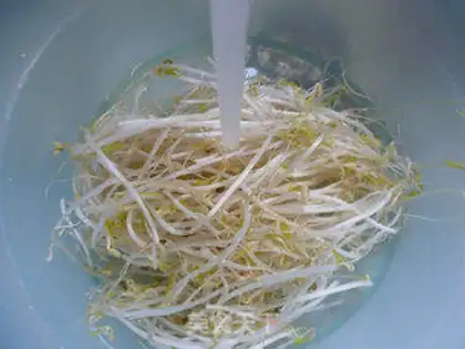 Make Gold needle mushrooms with green bean buds step 2
