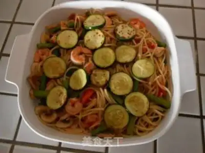 Make Vegetable shrimp pasta step 6