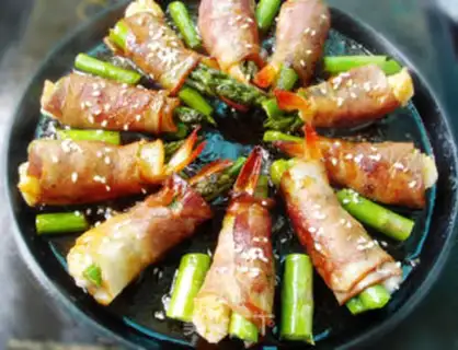 Make Shrimp bacon rolls step 7