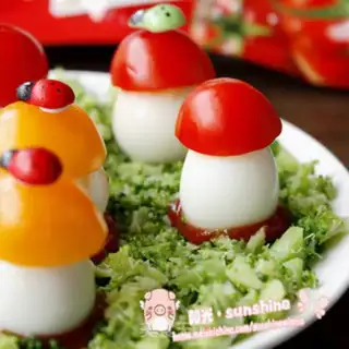 Make A little mushroom with quail eggs step 8