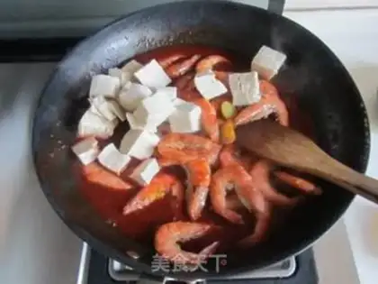 Make Sweet, spicy shrimp tofu step 6