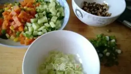 Make Five-colour salad, fried rice step 0