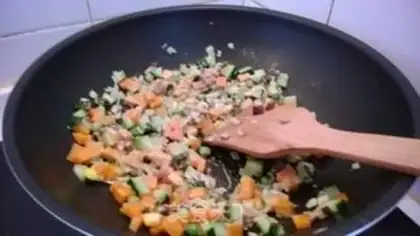 Make Five-colour salad, fried rice step 3