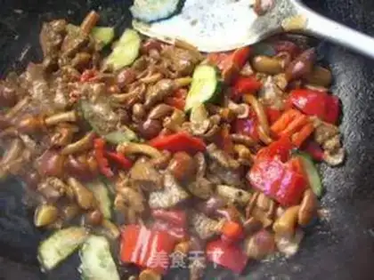 Make Rolling mushroom fried meat step 8