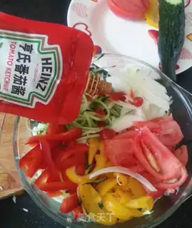 Make A multicolored vegetable salad step 2