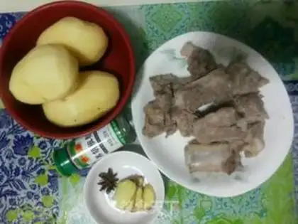 Make Potato burn ribs step 1