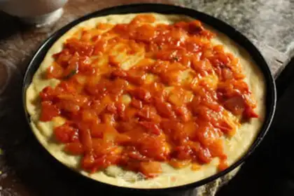 Make Tomato ham pizza step 15