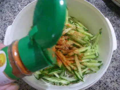 Make The cucumbers mixed with flour step 10