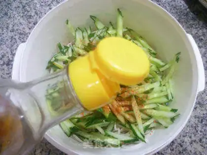 Make The cucumbers mixed with flour step 11