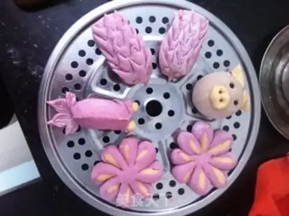 Make Colored flower buns step 10