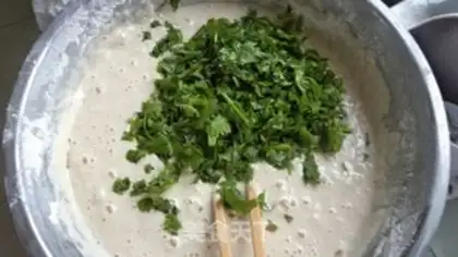 Make Celery leaves and pancakes step 3