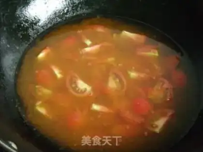 Make Tomatoes, eggnut soup step 2