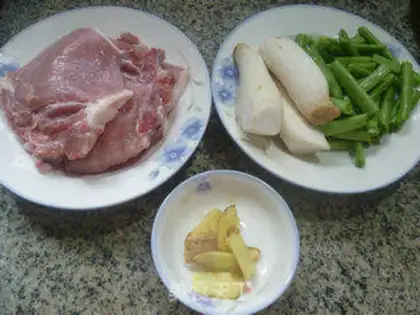 Make Pumpkin, peas, pork chops step 0