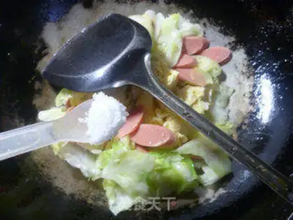 Make Ham sausage eggs and cabbage step 7